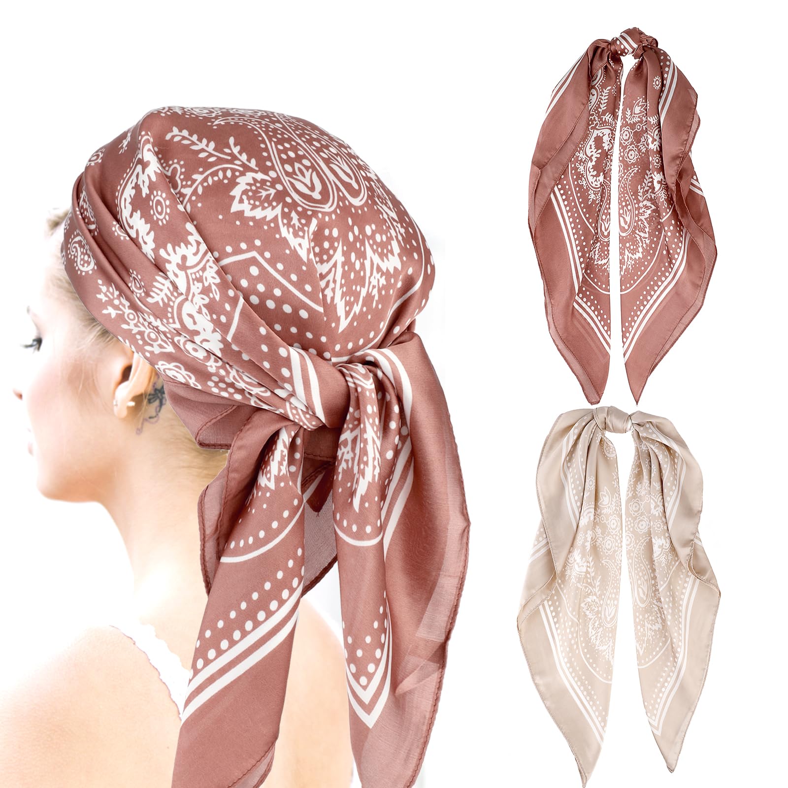 Dimeho Satynowe chusty na głowę 70 cm, kwadratowe satynowe chusty na głowę dla kobiet, jedwab, bandana, szal do włosów, chusta na szyję, dla dziewcząt, wielokolorowe, rozmiar uniwersalny,