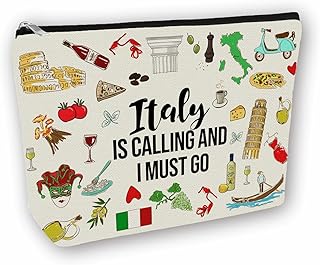 Italy Travel Essentials Gift: Small Makeup Bag Italy Is Calling And I Must Go For Teen Girl & Women Travellers.Ideal Trip Gift Cosmetic Bag For Travel, Birthdays, & Christmas