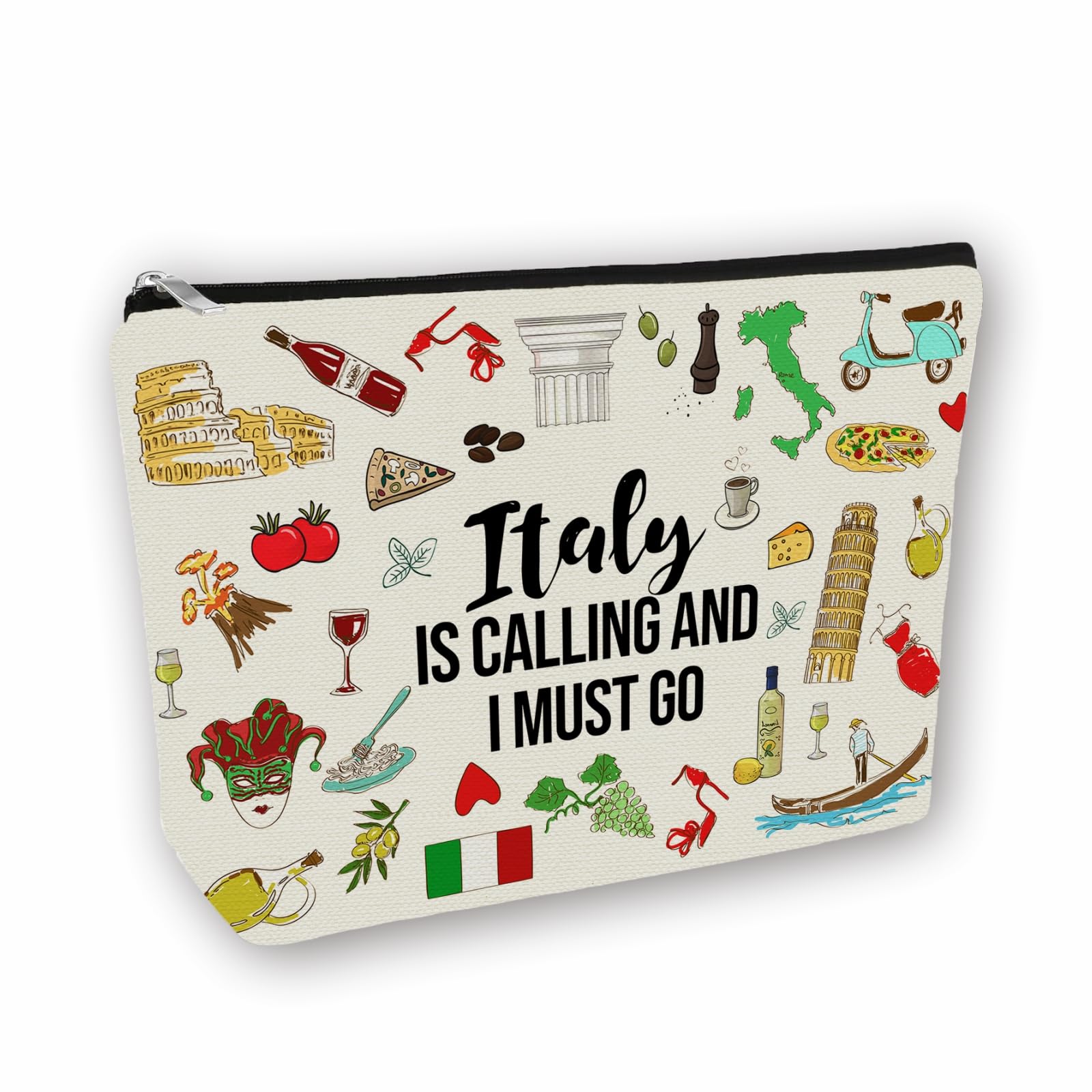Girlly Graduation Inspired Italy Travel Gift: Perfect Small Makeup Bag Italy Is Calling And I Must Go For Teen Girl & Women Travellers.Ideal Trip Gift Cosmetic Bag For Travel, Birthdays, & Christmas