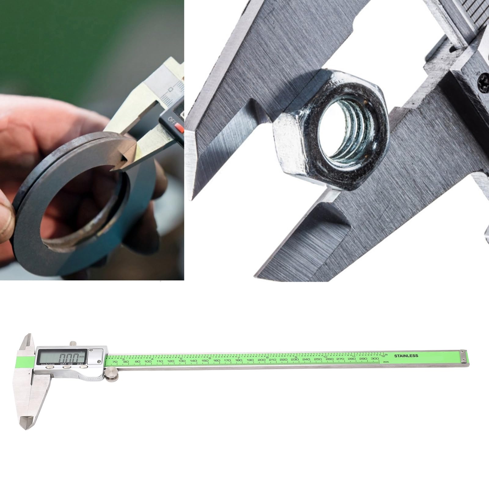 Fafeicy 300mm Digital Messschieber, hochfestes elektronisches Lineal aus Edelstahl, Genauigkeit 0,01 mm, mit LED-Display, für DIY-Messungen, das mm/Zoll-Messsystem (300mm)