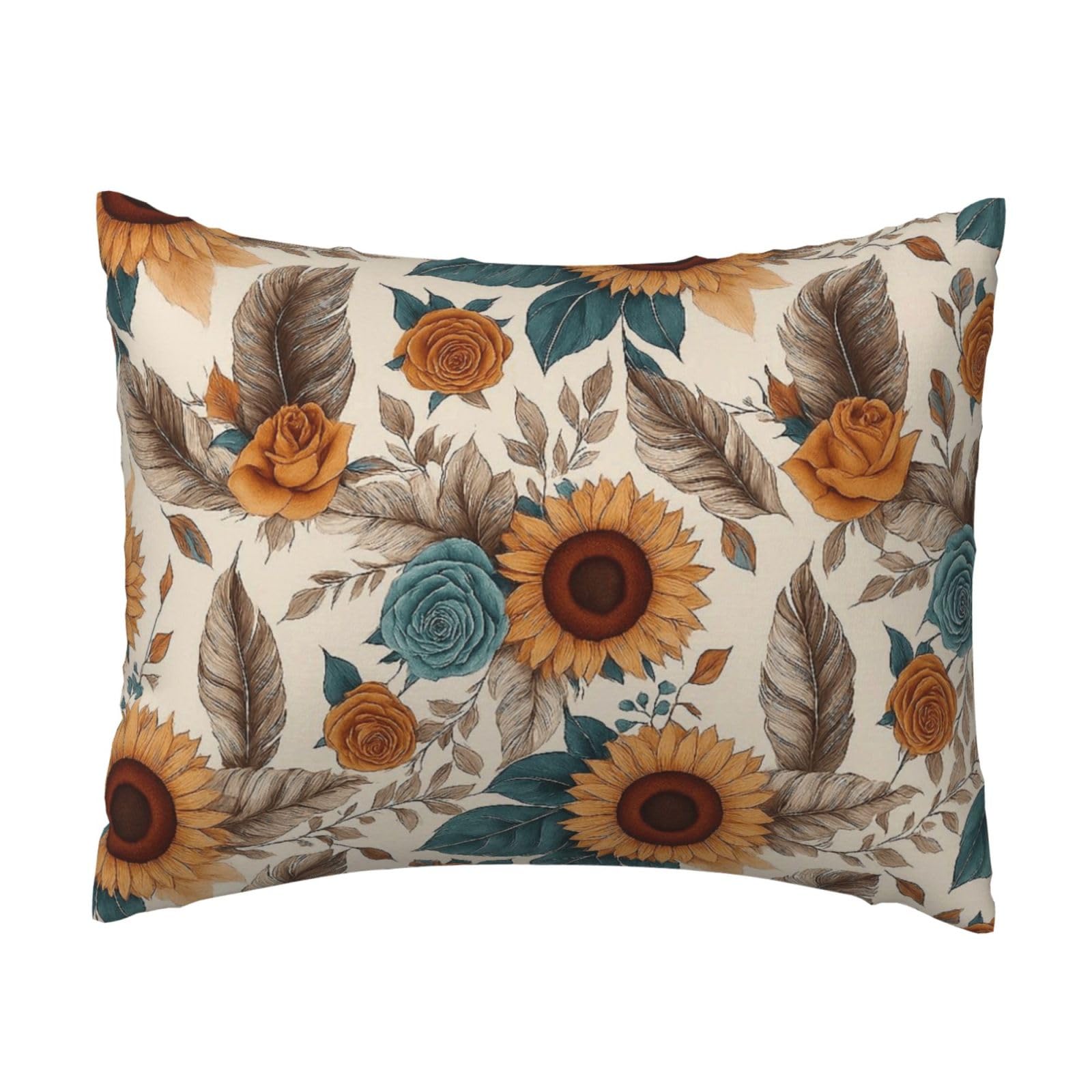Sunflower & Rose Pillowcase Soft Plush with Zipper Decorative Pillowcovers 16x20 in