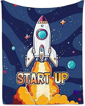 Planets for Kids - 50x60 Inches Cute Throw Blanket for Men, Women - Blue Soft Fuzzy Blankets for Bed, Couch & Travel