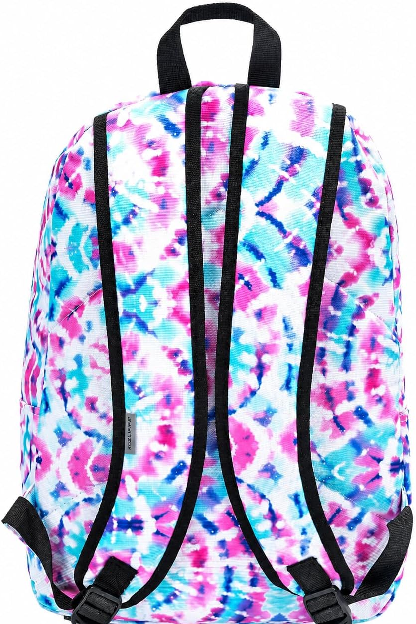 K-Cliffs Classic Backpack Basic Student Campus Daypack Simple Travel Rucksack with Chromebook Laptop Pocket Bottle Holder Padded Straps Printed WaterColor Pastel Pattern image 3