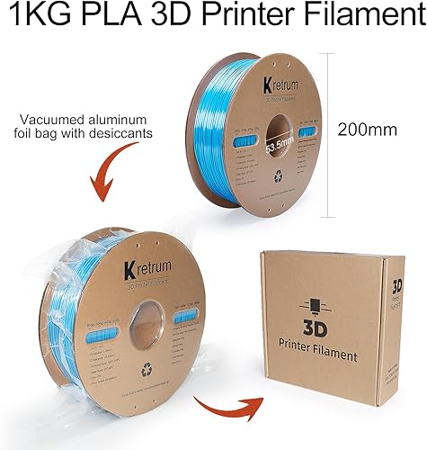 Miniatura 8 de Kretrum Filamento de seda para impresora 3D de ácido poliláctico (PLA), filamento de impresión 3D, filamento de coextrusión de ácido poliláctico de