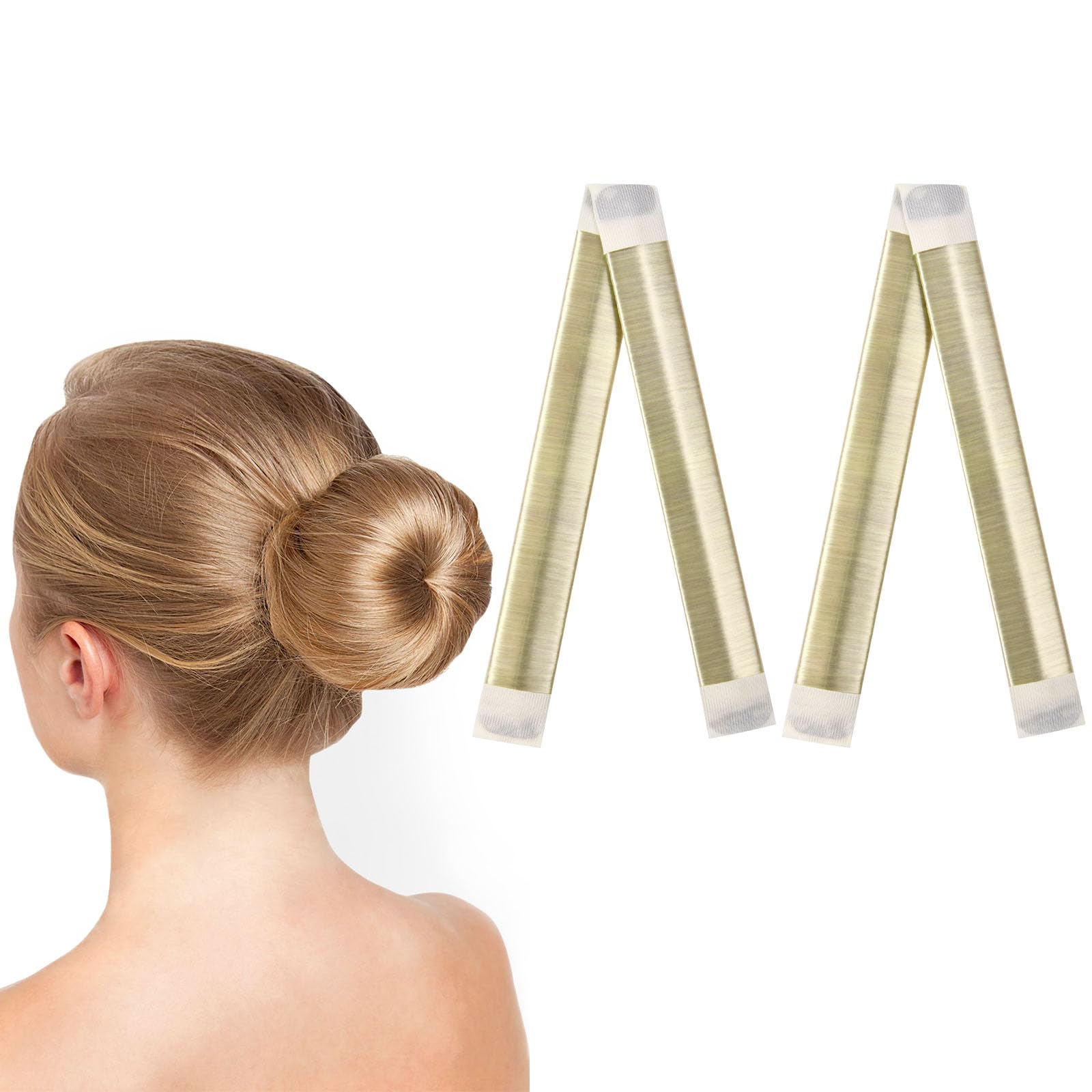 URAQT Dutt Maker, 2er Pack Flechthilfe Haare Mädchen Und Damen, Haarstrickwerkzeug Zubehör DIY-Haarstyling für Lange und Kurze Haare,Braun Donut Hair Bun Maker für Kinder Dutt Haar（Cremefarben）