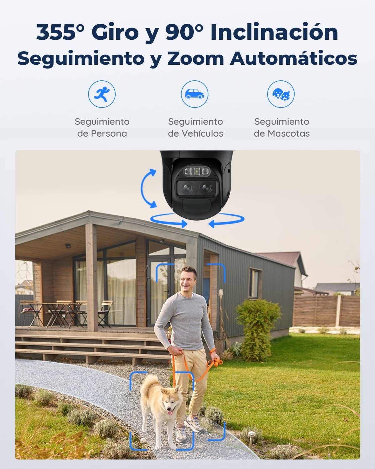 Reolink 4K 360° PTZ Camara Vigilancia Exterior, Auto-Tracking & Doble Lente | 8MP Camara Solar Inalambrica, 8× Zoom, 2,4/5 GHz WiFi 6, Detección Smart, Visión Nocturna en Color, TrackMix + Panel Solar