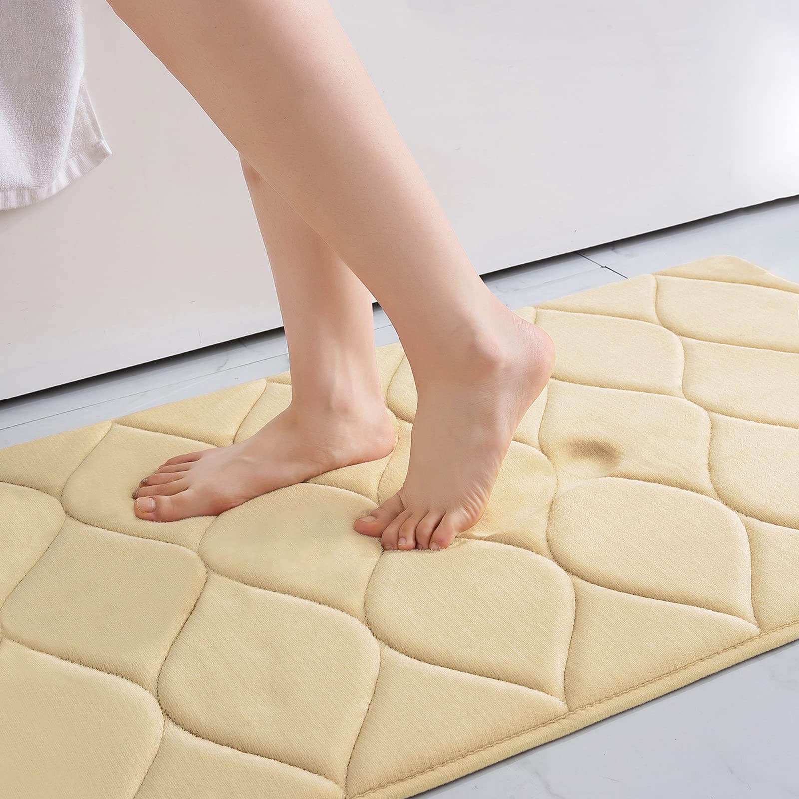 Colorxy Memory Foam Bathroom Rugs, Ultra Soft & Non-Slip Bath Mat, Water Absorbent and Machine Washable Bath Carpet Rug for Shower Bathroom Floor Rugs