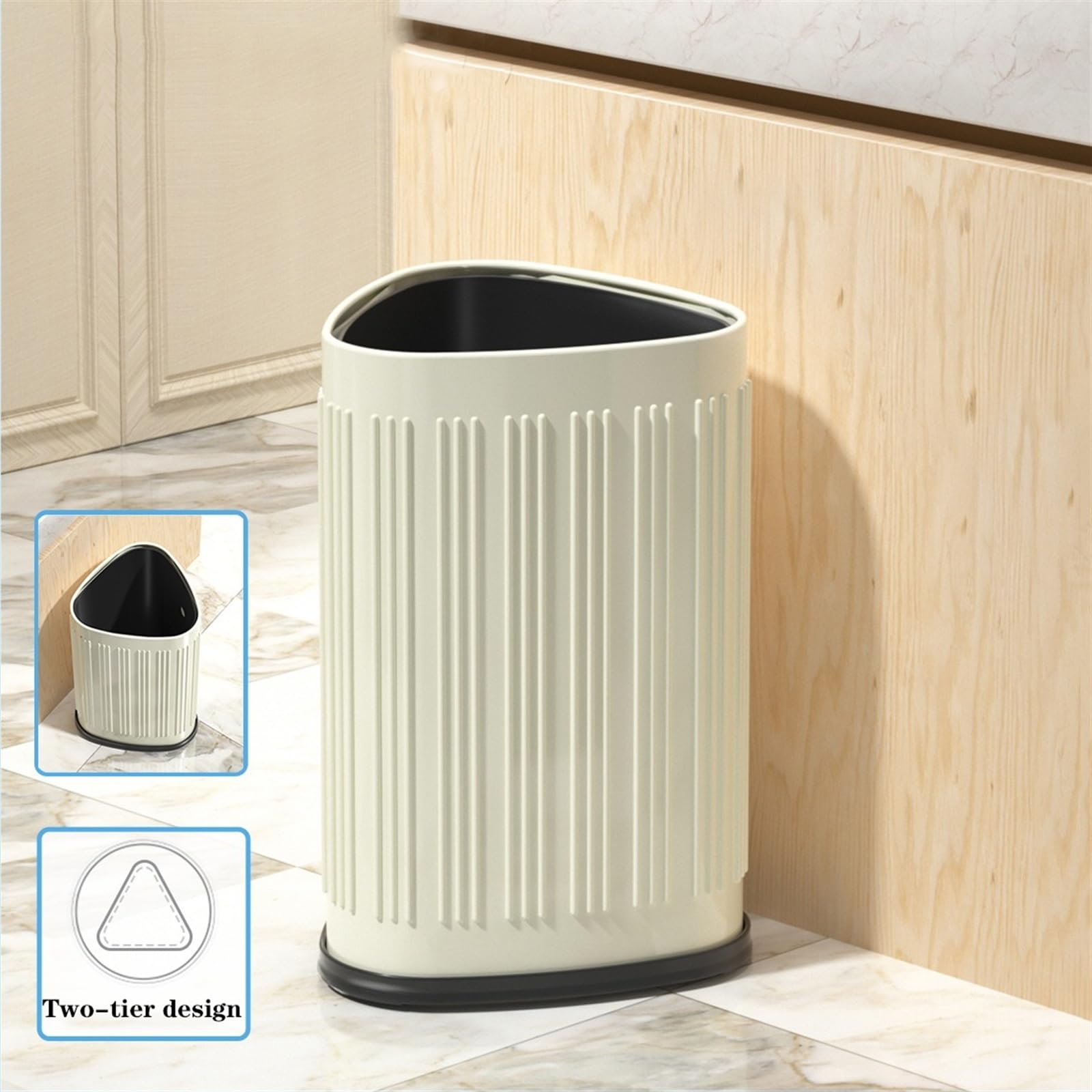 Müll- und Papierkorb Herzförmiger Mülleimer, 9/15 Liter Edelstahl-Mülleimer, oben offener Mülleimer mit Sockel und herausnehmbarem Inneneimer for Küche, Bad, Schlafzimmer Küchenmülleimer(Schwarz,15L)