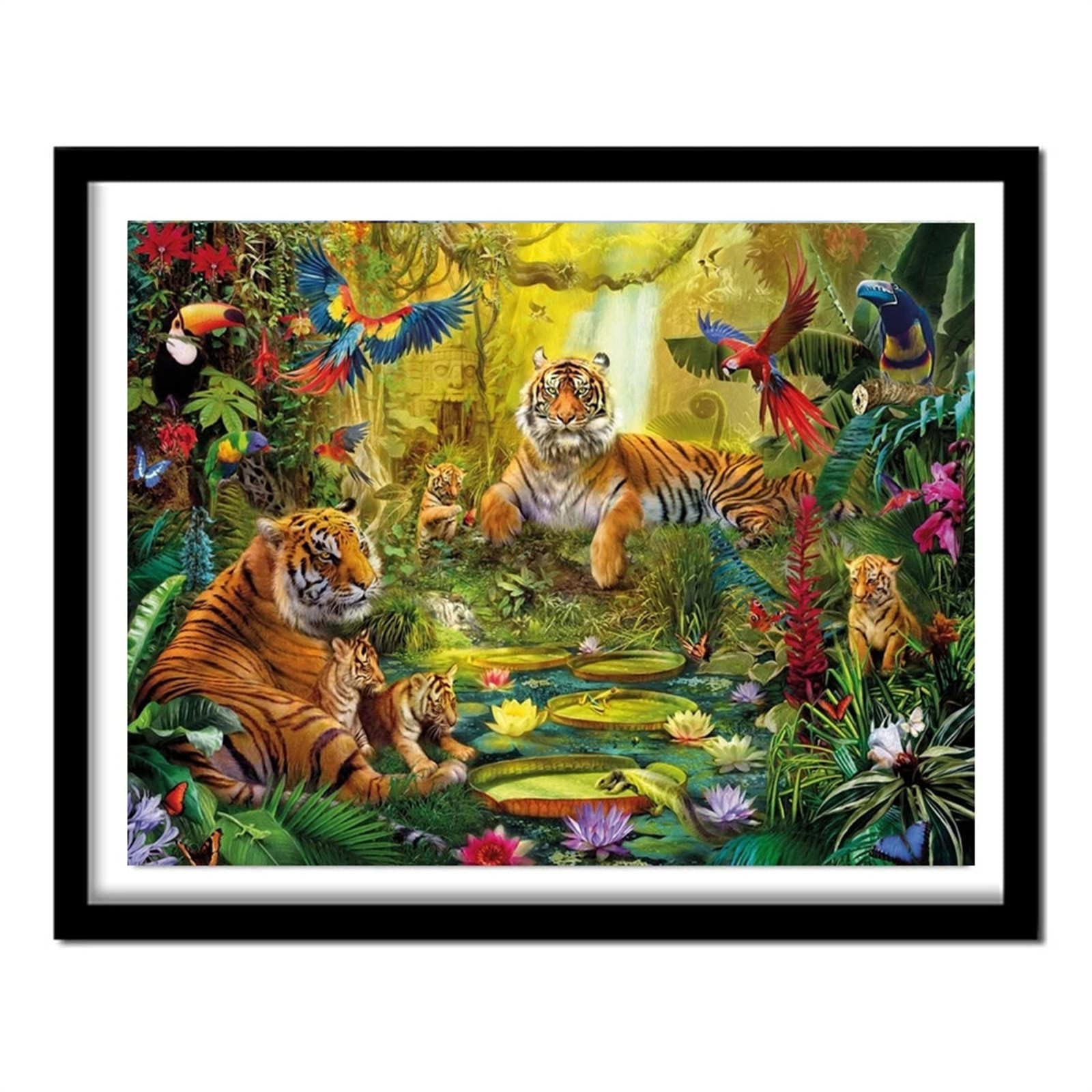 Zestaw do malowania po numerach dla dorosłych, 50 x 65 cm, zestaw do malowania na płótnie według numerów, dla dzieci i dorosłych, z pędzlami i farbami akrylowymi, do dekoracji wnętrz, tygrys, zwierzę, ptak 50 x 66 cm, bez ramy