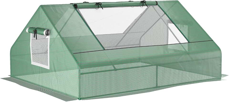 71" x 55" x 32" Mini Tunnel, Garden Planting Shed, Outdoor Flower Planter Warm House with Windows and Door
