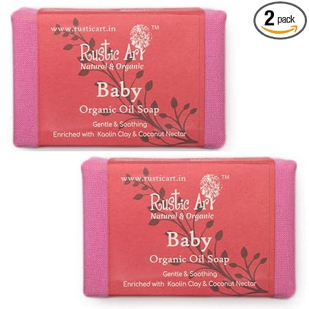 Rustic Art Organic Baby Soap | Coconut Nectar & Lavender | Coldprocessed | For Babies above 6 months & Kids | 100g (Pack of 2)