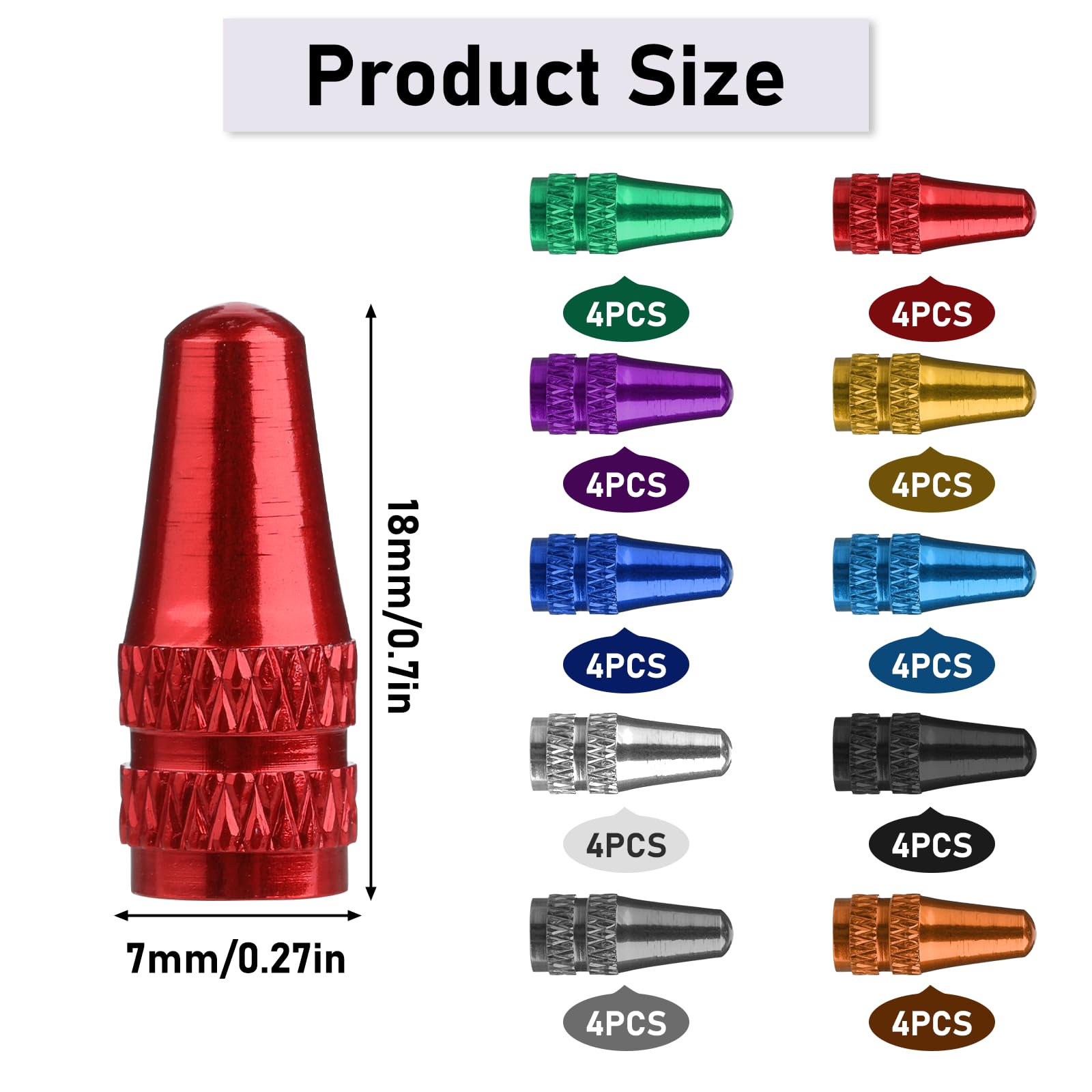HZJD Bike Presta Valve Caps, red, Integrated Core Spoke Removal Function(2 Pack)