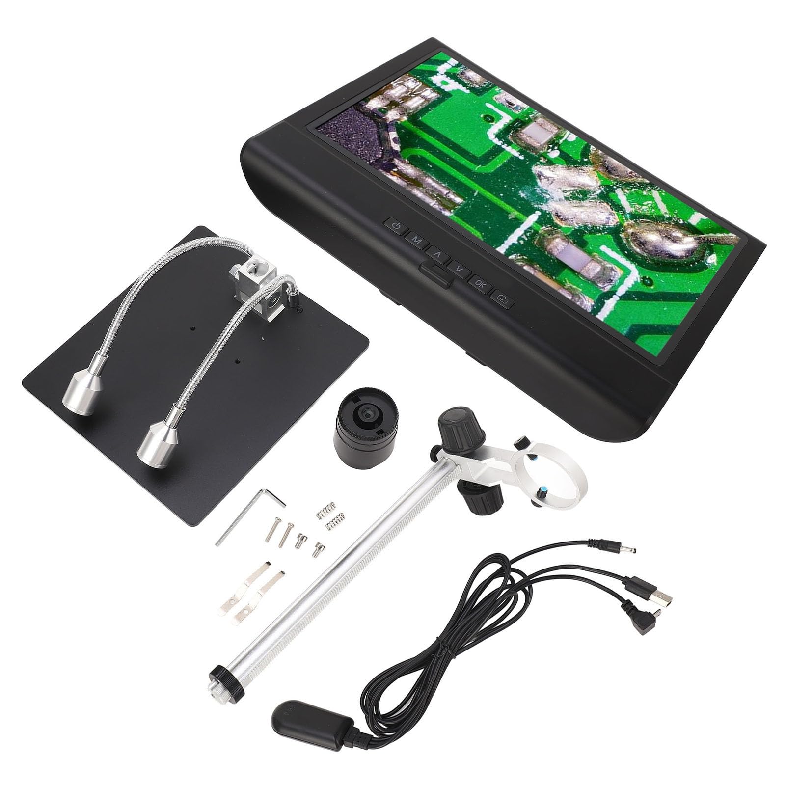 Microscopio Digital LCD de 10 Pulgadas, Diseño Sensible 1080P para Reparación de Electrónica SMD SMT con Base Metálica