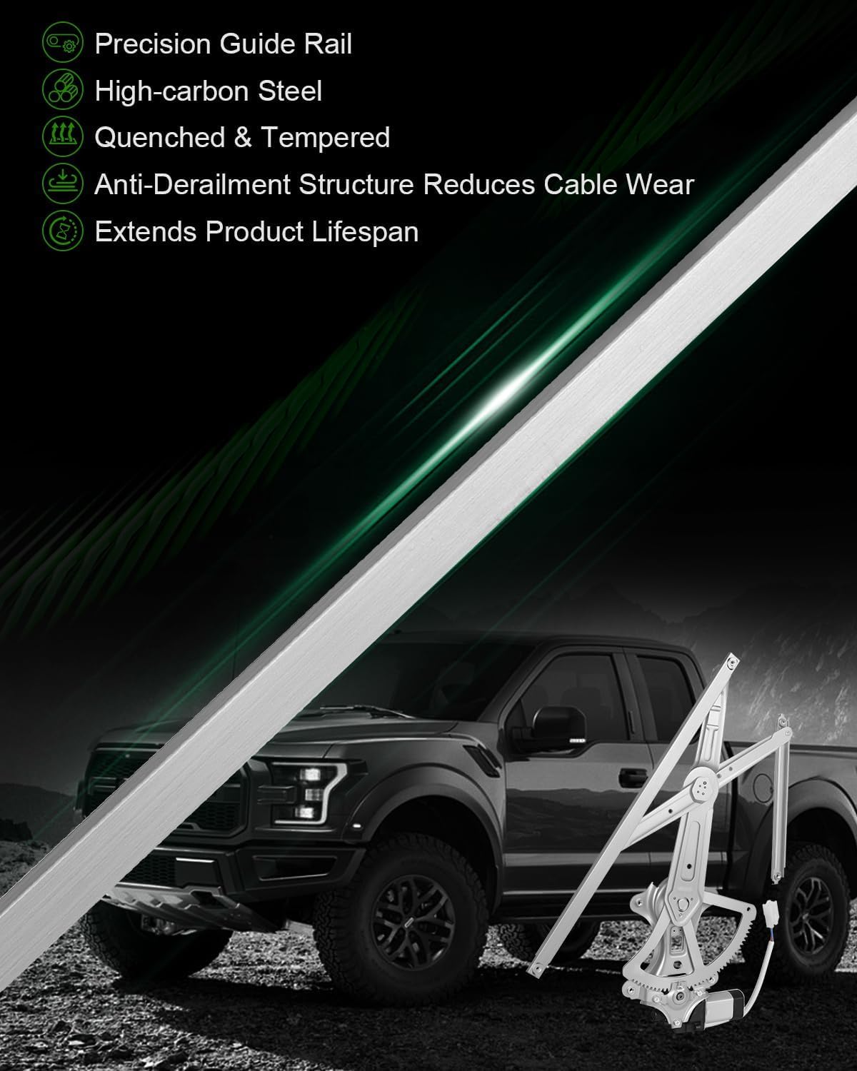 ‎741-506 Front Right Passenger Side Power Window Regulator with Motor for:-Toyota Corolla 2003 2004 2005 2006 2007 2008 for Corolla 03 04 05 06 07 08, with 2 Pins OE# 69810-02170 669810-12610