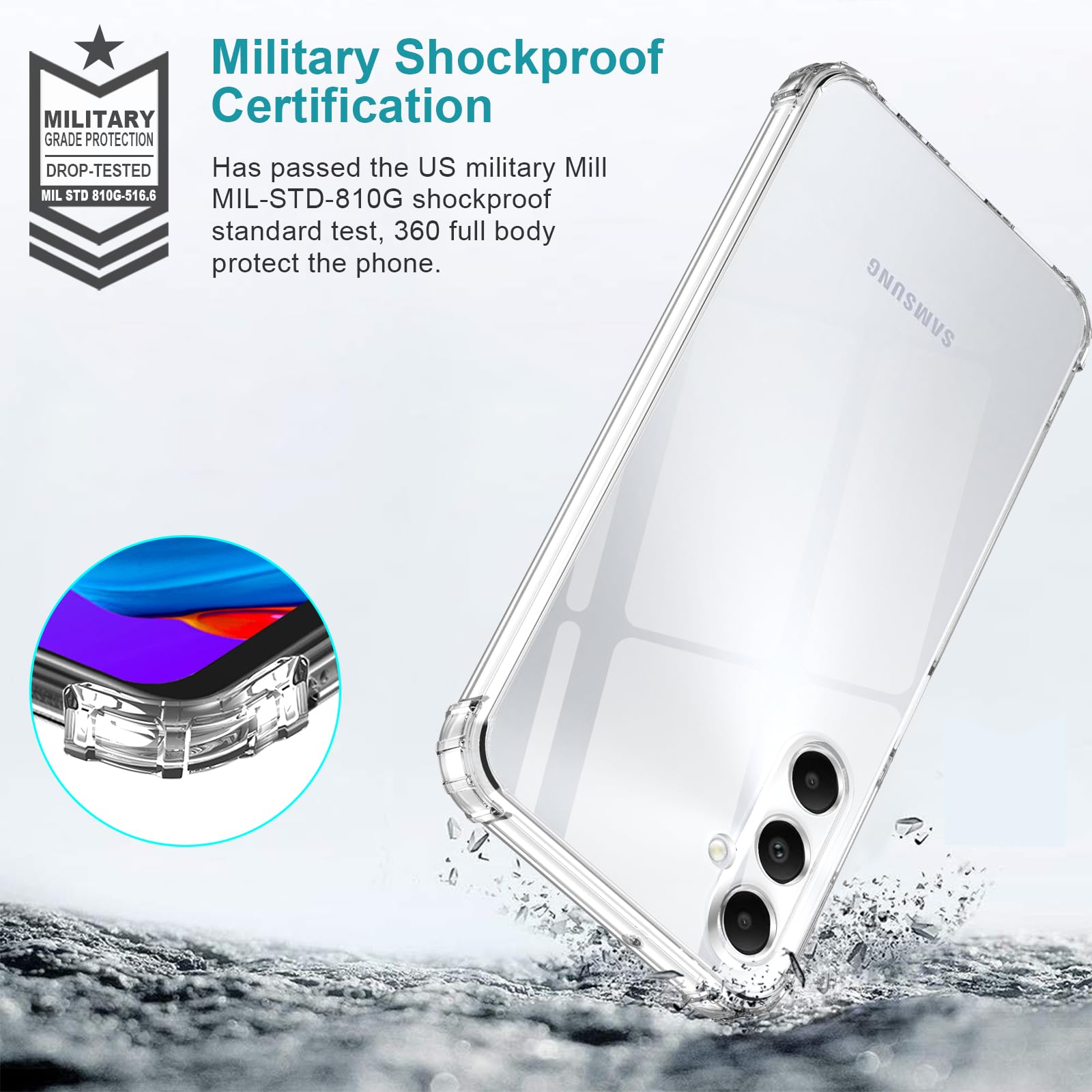 LeYi Cover per Samsung A05s con 2 Vetro Temperato, [Protezione Fotocamera] Custodia Silicone Soft TPU Bumper Originale Slim Crystal Antiurto Case per Telefono Samsung Galaxy A05s, Trasparente