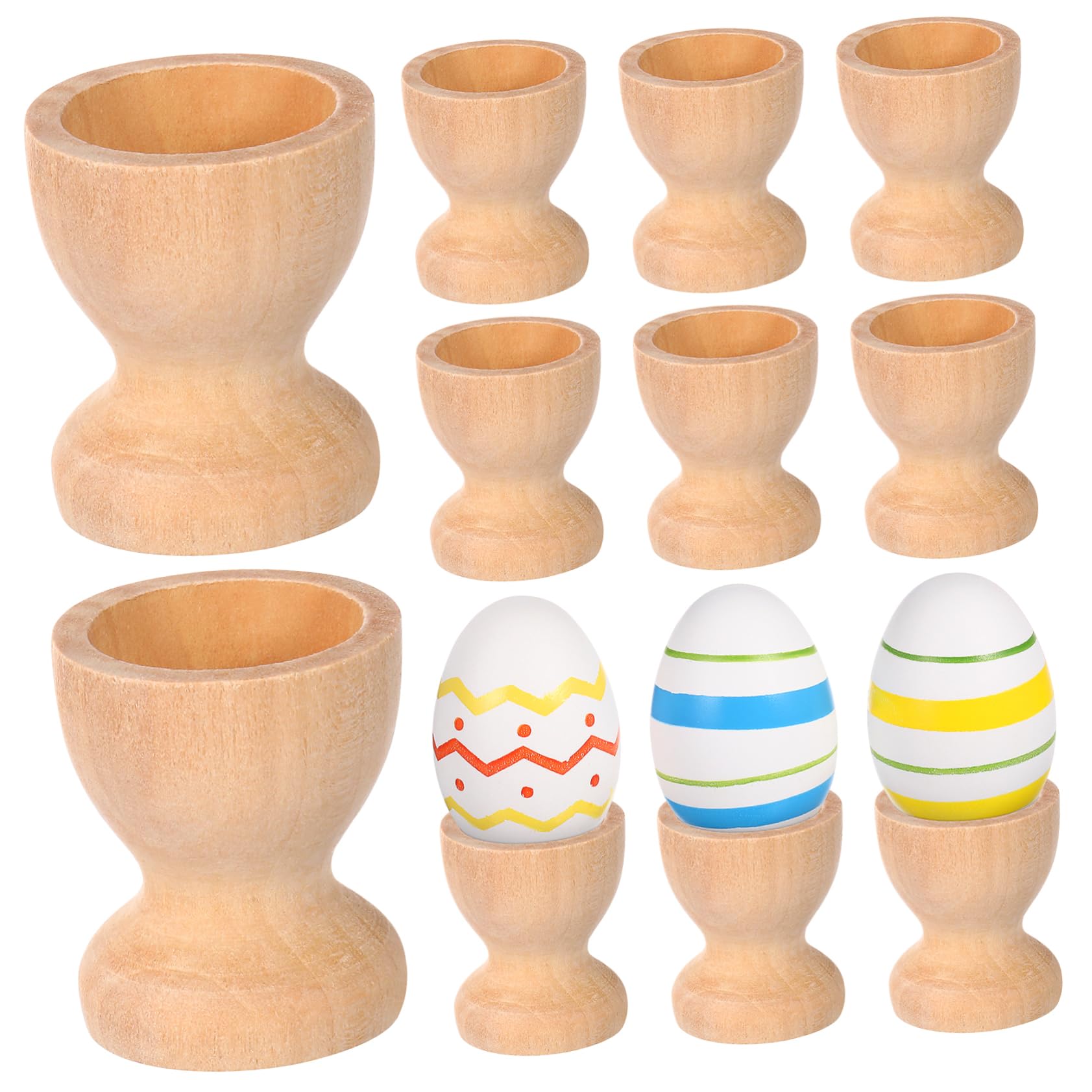 Ciieeo 15pcs Wooden Easter Egg Holder Diy Eggs Tray Decorative Cup for Kids Storage Container