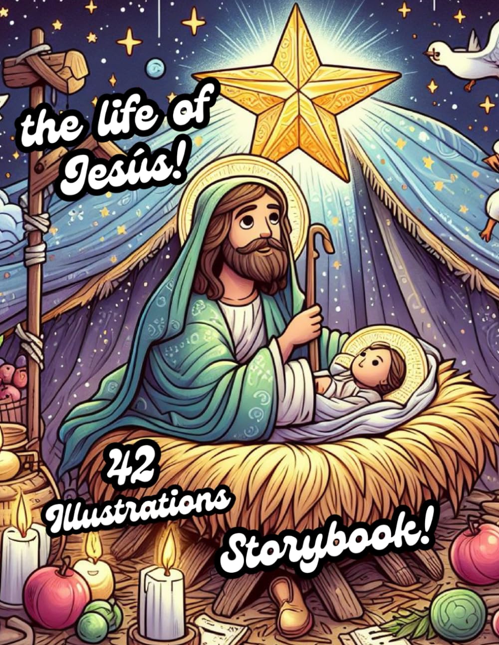 The Life of Jesus coloring book for kids: Color as you learn about the story of Jesus and his exploits (english version) (Spanish Edition)