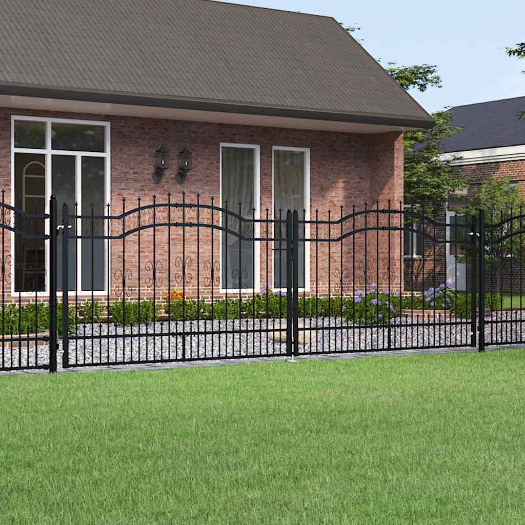 vidaXL Zauntor, Gartentür mit Speerspitze, Gartentor Hoftor mit 3 Schlüsseln, Gartenzaun Gartenpforte, Schwarz Pulverbeschichteter Stahl