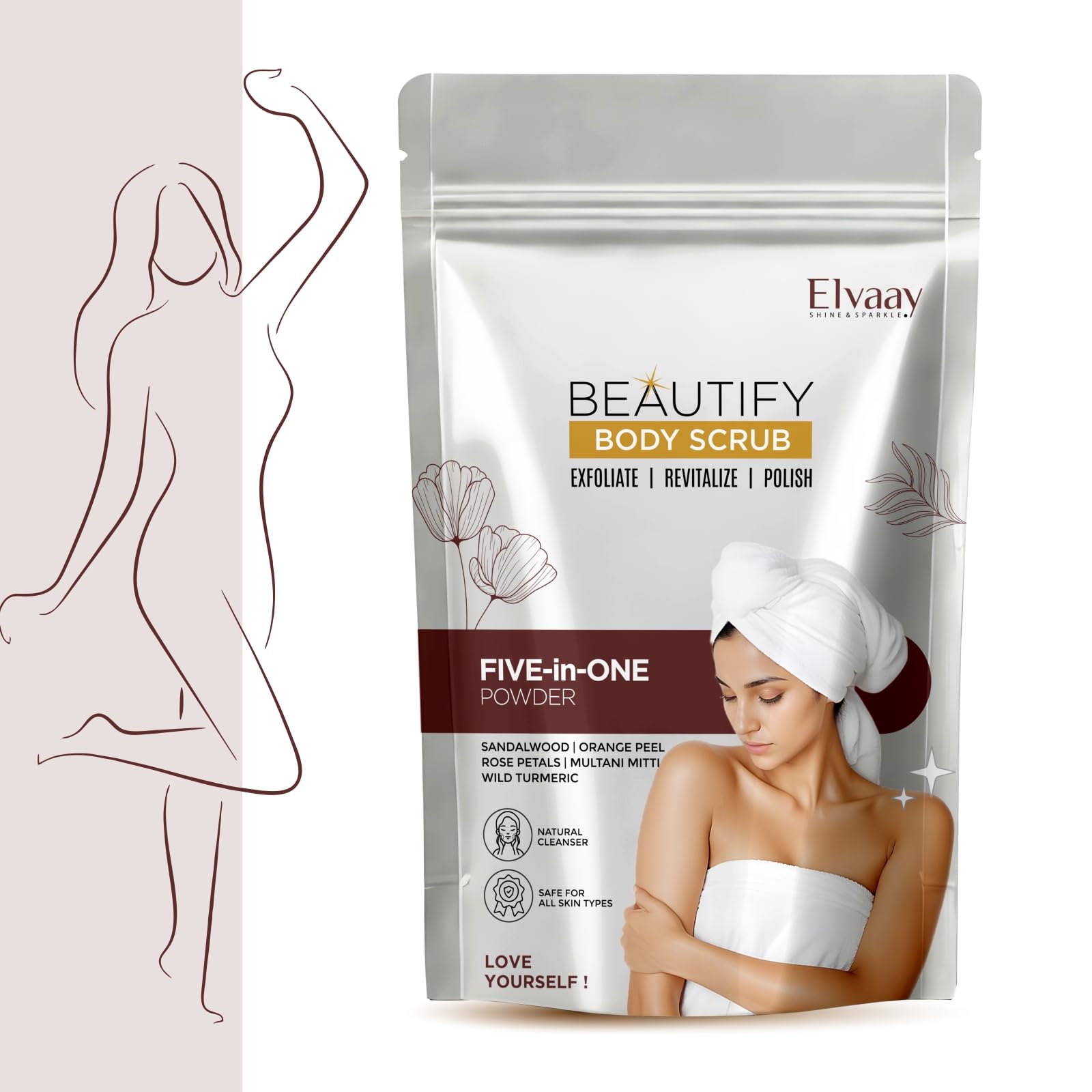 Beautify 5-in-1 Body Scrub Powder - 100g | Natural Exfoliating Body Scrub for Smooth, Glowing Skin | Safe for All Skin Types | Scrub for Women Bathing-image-5