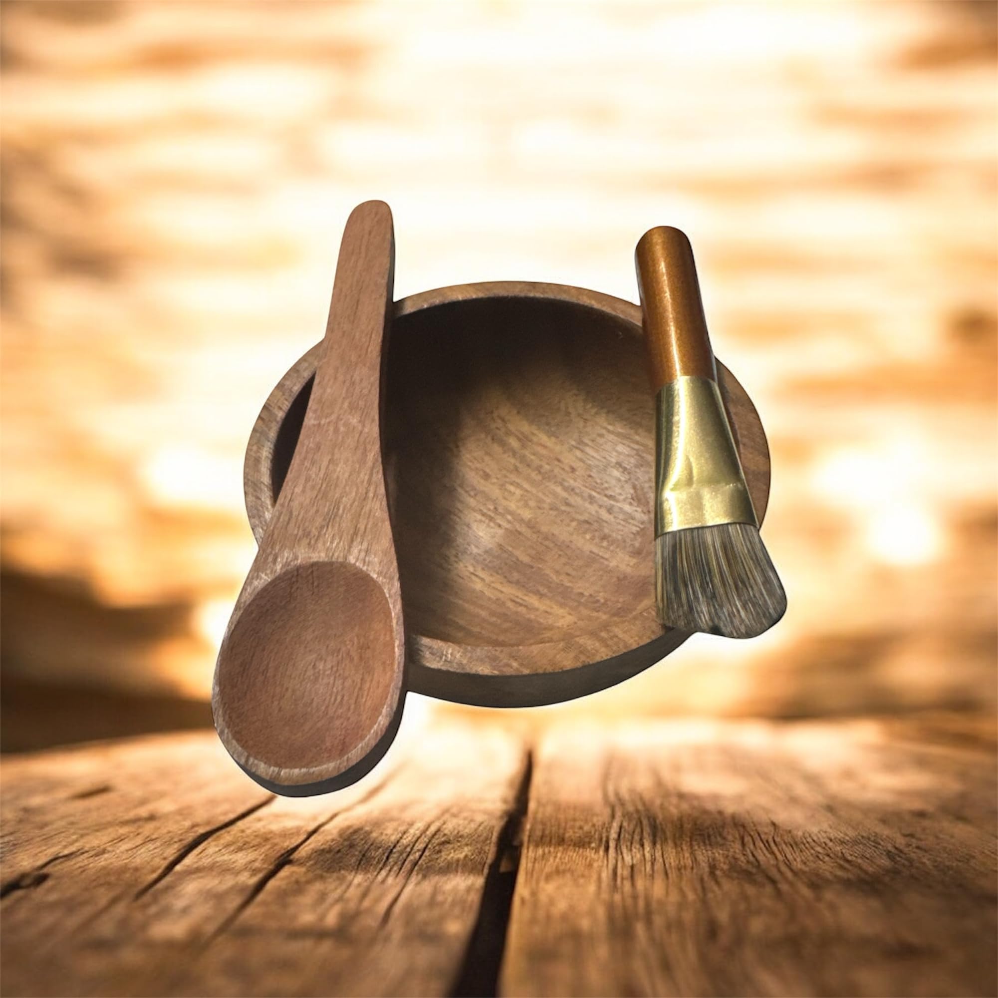 Shine enterprises Facial Kit Bowl Set | Steam Beech Wood Face Mask Mixing Bowl, Spoon & Brush | Eco-Friendly DIY Facial Mask Tool Set for Skincare 1