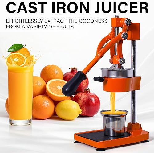 Miniatura 5 de Exprimidor manual de cítricos de hierro fundido, prensa manual comercial, exprimidor de encimera resistente para jugo de limón naranja fresco, fácil