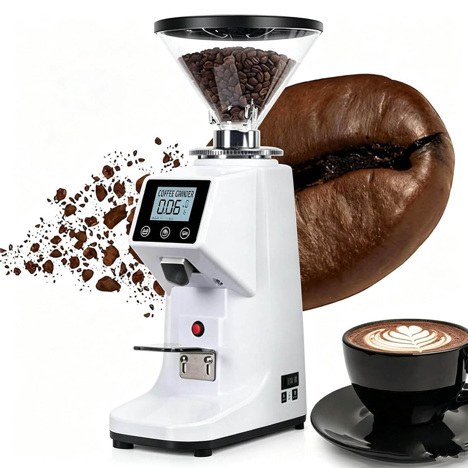 Macinacaffè Automatico per caffè, 19 Grana Personalizzabile white-500ml