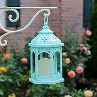 Vista 3 de Kate Aspen Linterna LED azul hexagonal envejecida (juego de 2) – Decoración rústica para el hogar, linterna de decoración de estantes, hexagonal