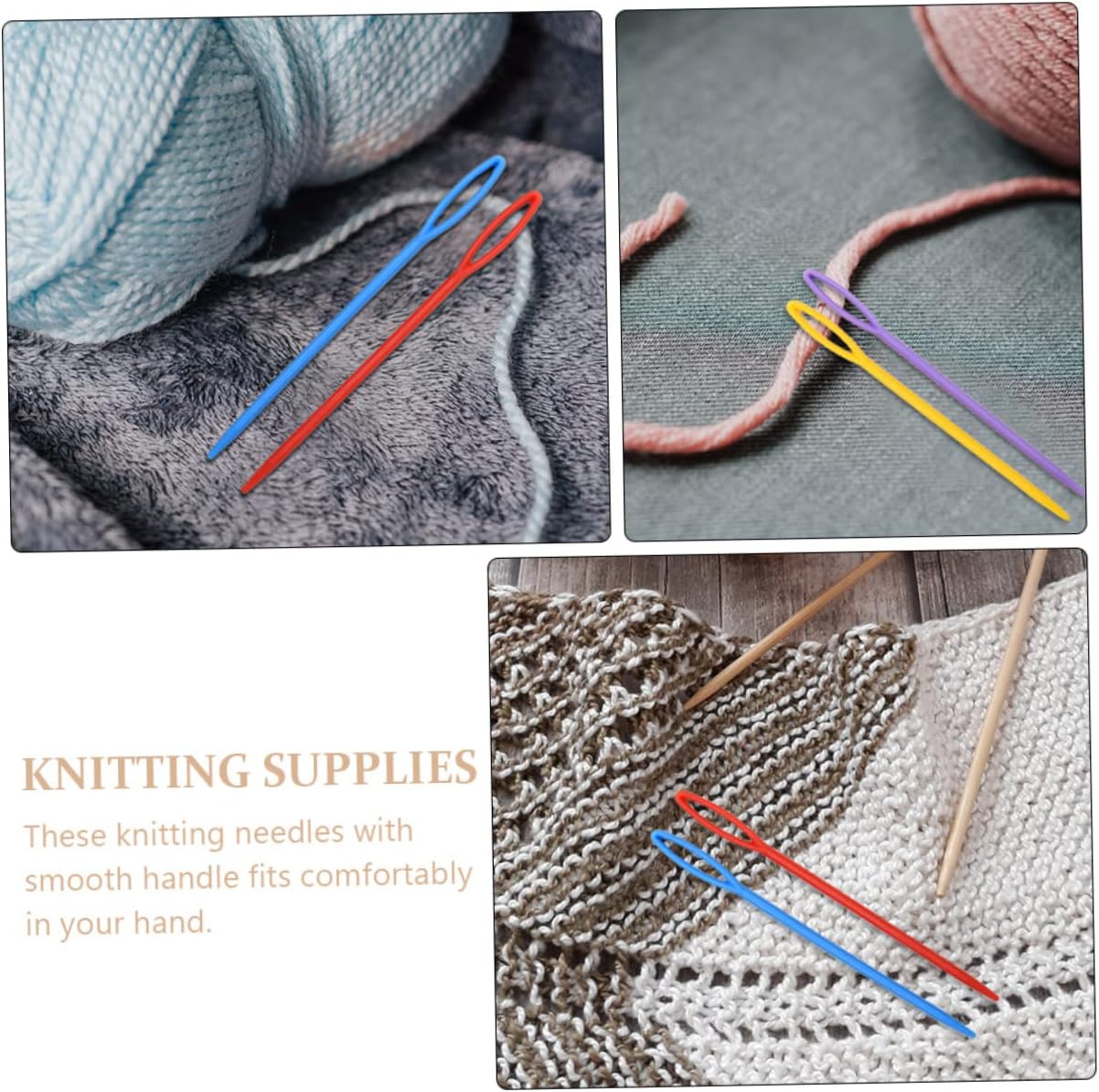 KONTONTY 1000pcs Hand Sewing Needles Random Plastic Knitting Tools for Crafts and Sweaters Abs Yarn Needles for Handmade Projects
