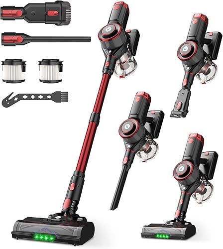 Aspiradora inalámbrica, potente aspiradora de 600 W 50 KPA con pantalla inteligente OLED, tiempo de ejecución de 70 minutos, autónomo y taza de