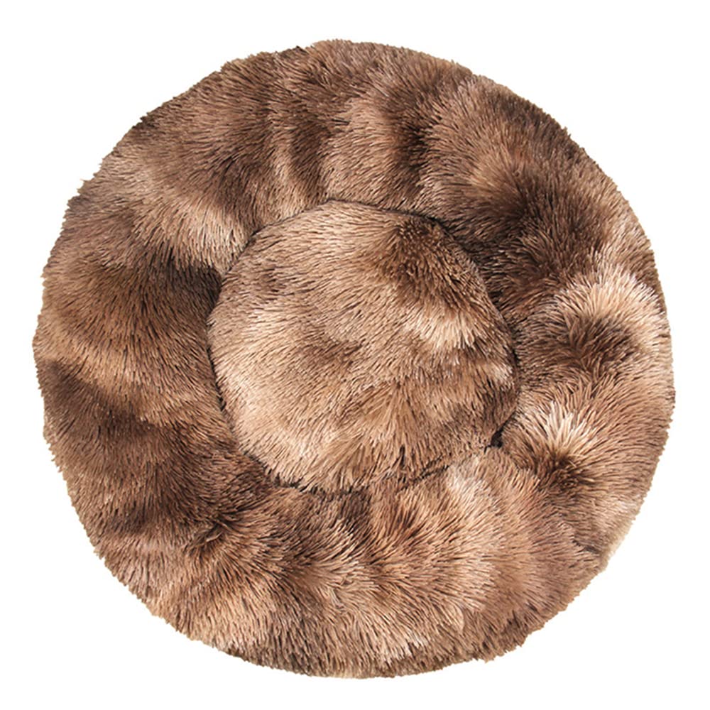 Lukery Dog Cat Donut Bed, Fluffy Plush Puppy Kitten Cuddler Round Bed, Warm and Soft Pet Cosy Anti Anxiety Beds for Small/Medium/Large Dogs (90CM,Coffee) โ image 1