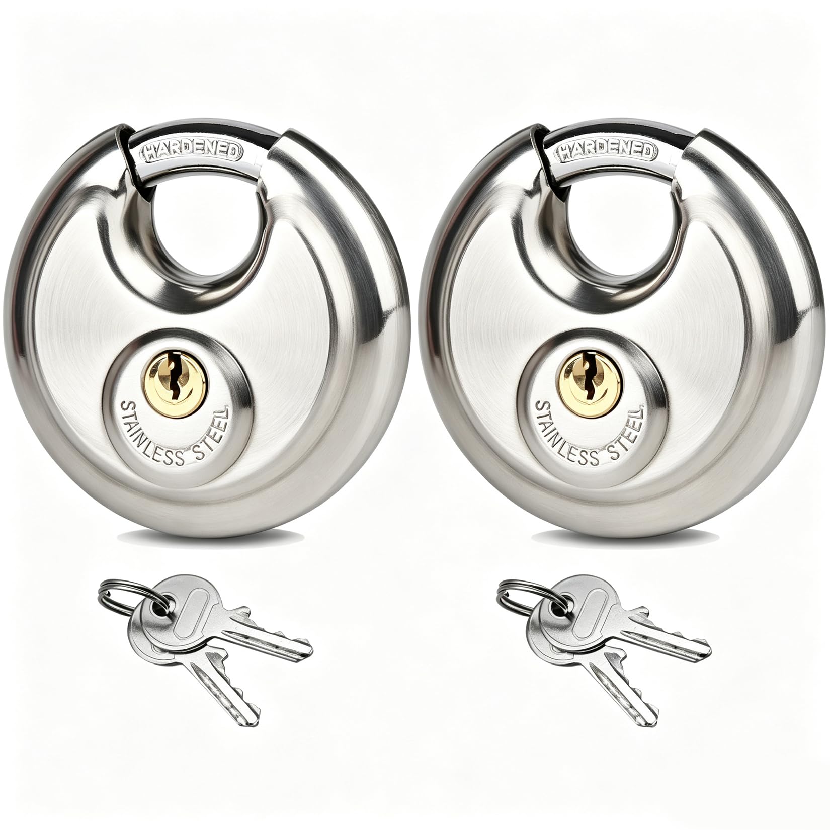 2Pack Storage Locks for Storage Unit, 2-3/4" Disc Locks Keyed Alike, Outdoor Waterproof Stainless Steel Padlocks for Storage Locker, Shed, Gate, Fence, Heavy Duty Discus Keyed Padlock