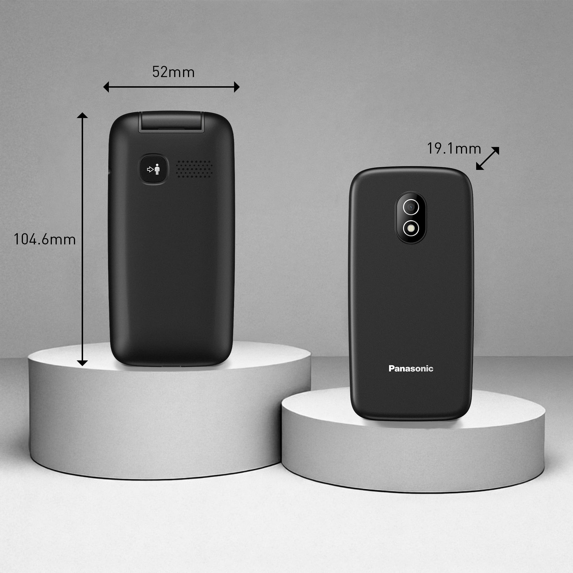 Panasonic KX-TU410 Telefono Cellulare 4G a Conchiglia 2,4 Pollici, Tasto SOS, Bluetooth 5.0, HAC, Vivavoce, IP44, Nero