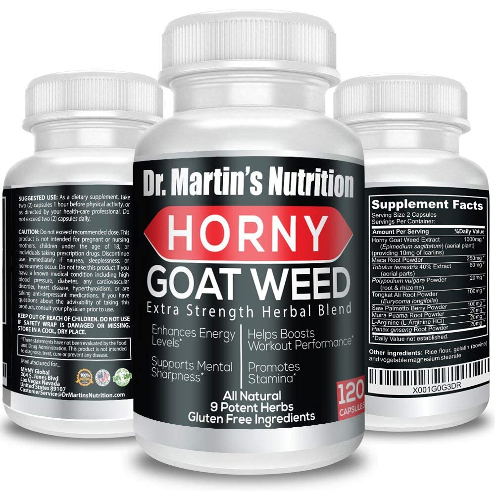 Super Strength 1590mg Horny Goat Weed 120 s With Maca Arginine & Ginseng - Naturally Boost your , Workout Performance, Endurance & Energy, Joint  For Men & Women (120C)