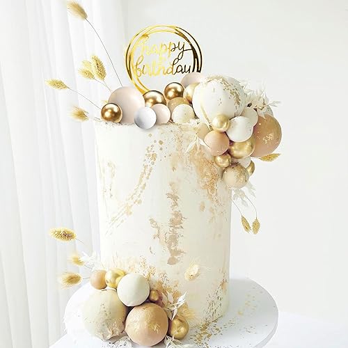 Miniatura 6 de Decoración para tartas de bola, decoración de bolas blancas y caqui, decoración para tartas de bricolaje, bolas de espuma para hornear, decoración