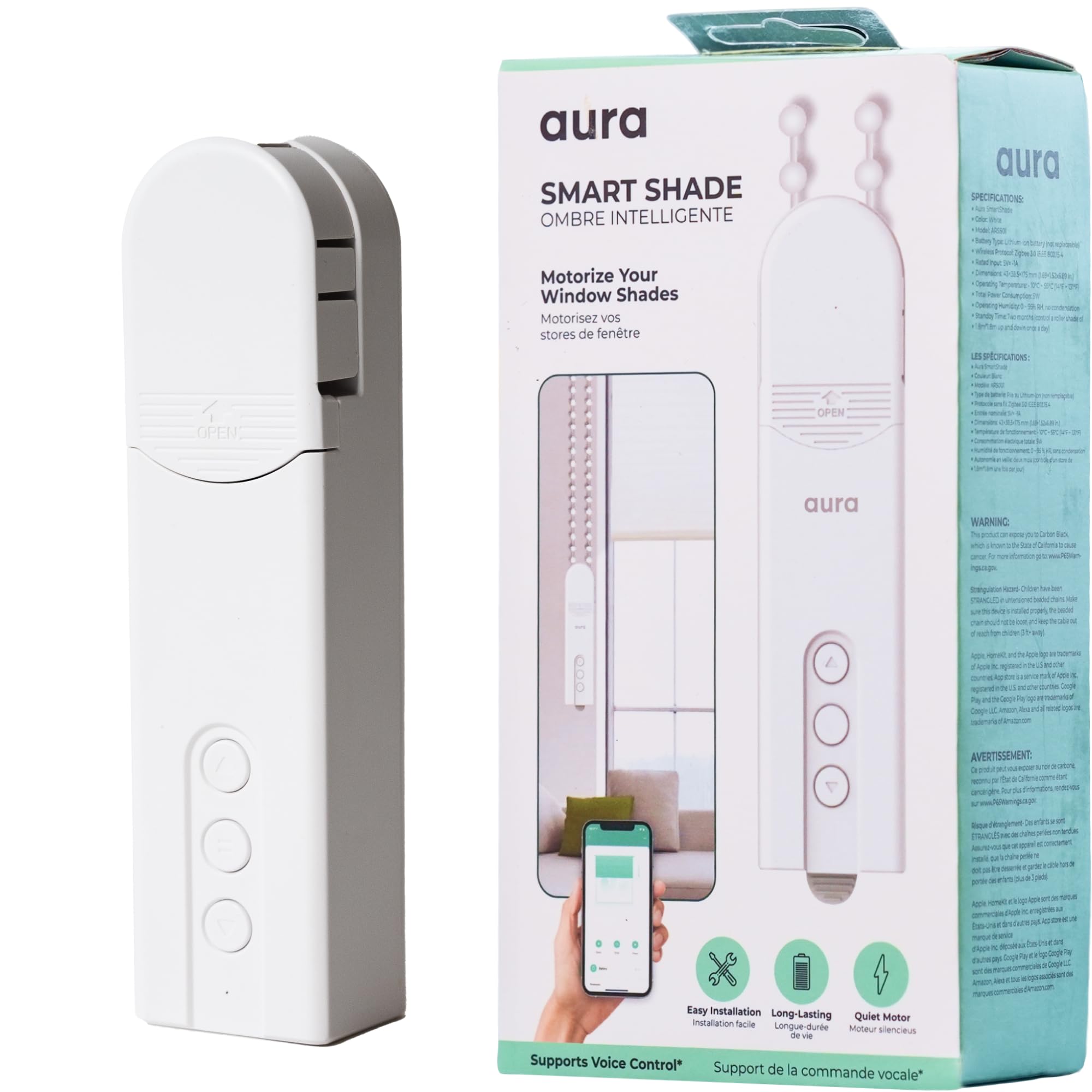 Aura Motor for Roller Blinds, Smart Shade, 19W x 5H cm