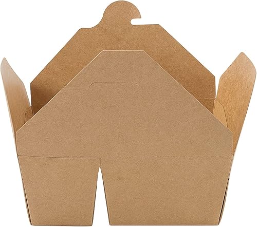 Miniatura 9 de Restaurantware Bio Tek - Contenedores de papel de 47 onzas para llevar, 200 cajas de papel kraft de 2 compartimentos, cierre de bloqueo de pestañas