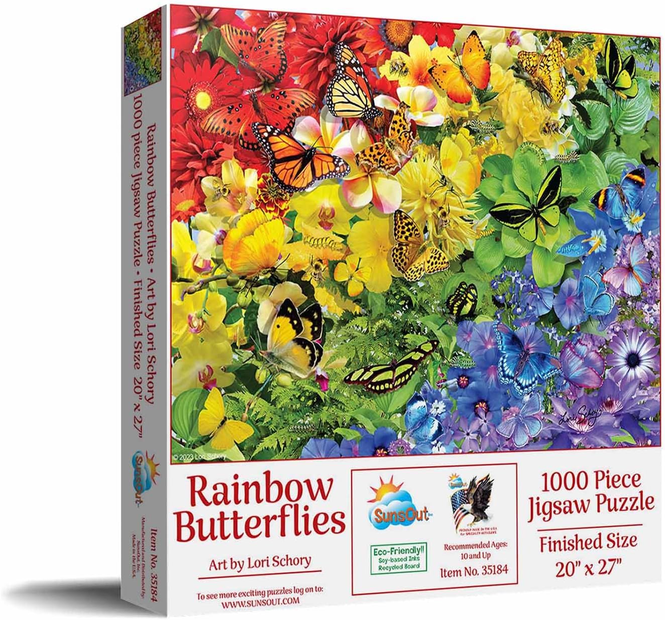 SUNSOUT INC - Rainbow Butterflies - 1000 pc Jigsaw Puzzle by Artist: Lori Schory - Finished Size 20" x 27" - MPN# 35184