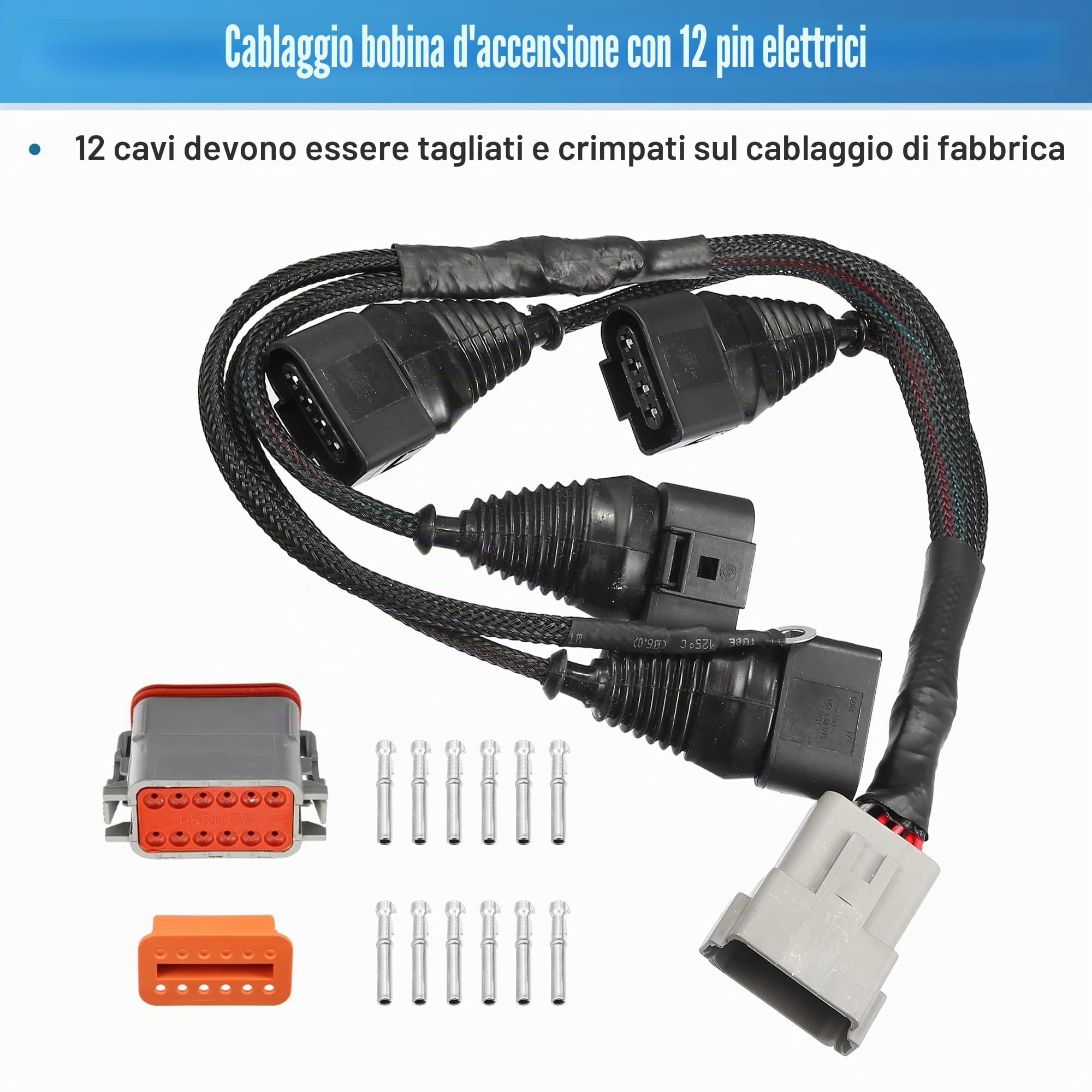 A ABSOPRO Bobina Accensione Filo Cablaggio Completo Per Auto 1 Set | Colore Nero, Materiale Plastica Metallo, 12P 4P, OE 06B998018T, Per Audi TT 99-06,per VW 1.8T 97-06, Dim 38-28-50-55-55cm