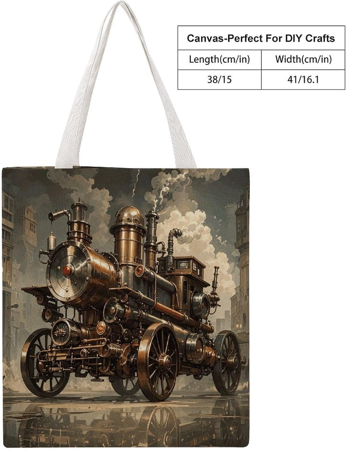 Steampunk Style Canvas Tote Bag Reusable Grocery Bags Foldable Soft Cotton Shoulder Carry Bag