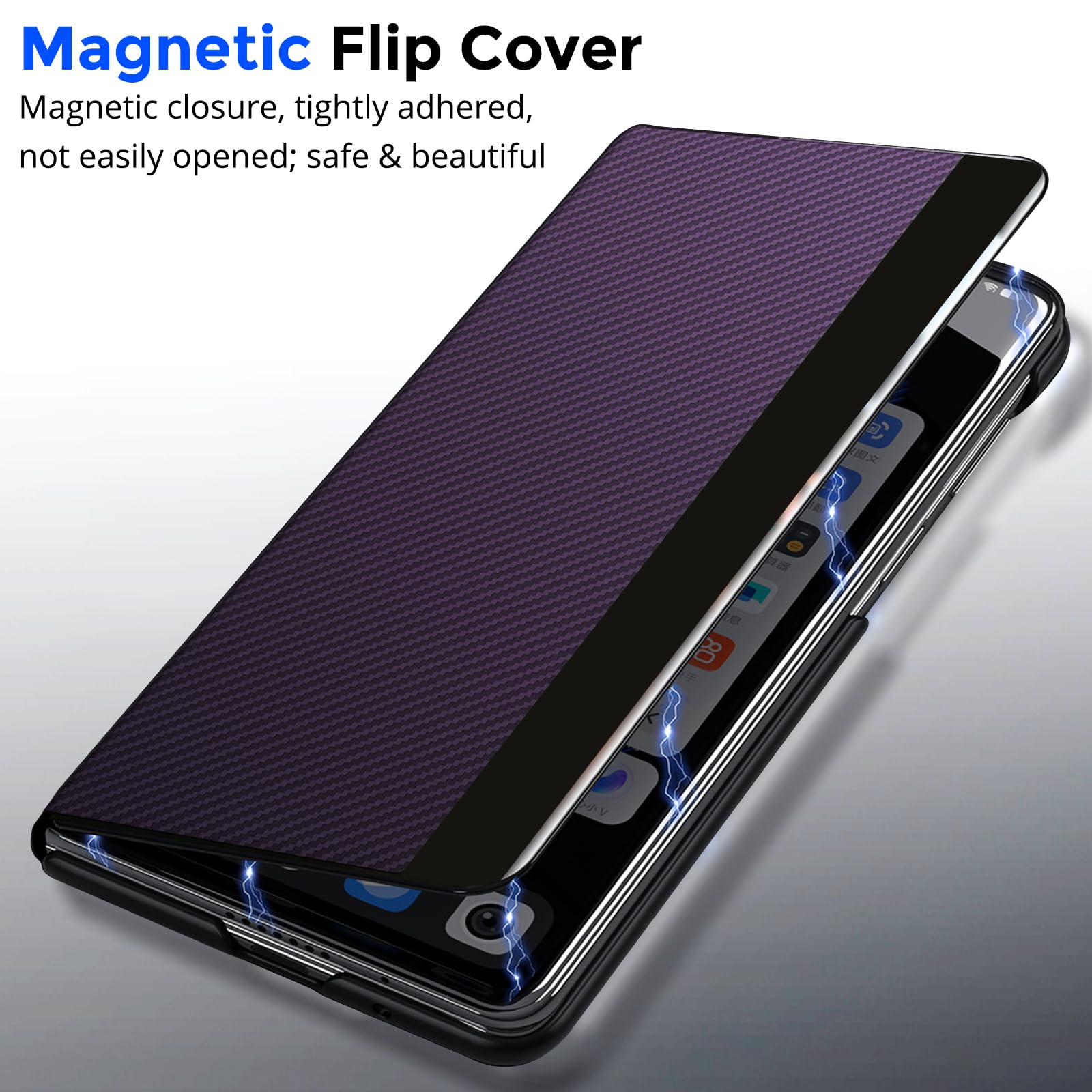 Custodia a portafoglio per Samsung Galaxy Z Fold 8, con anello magnetico nascosto, [compatibile] Custodia a libro in pelle sottile con scomparto per carte di credito integrato, chiusura
