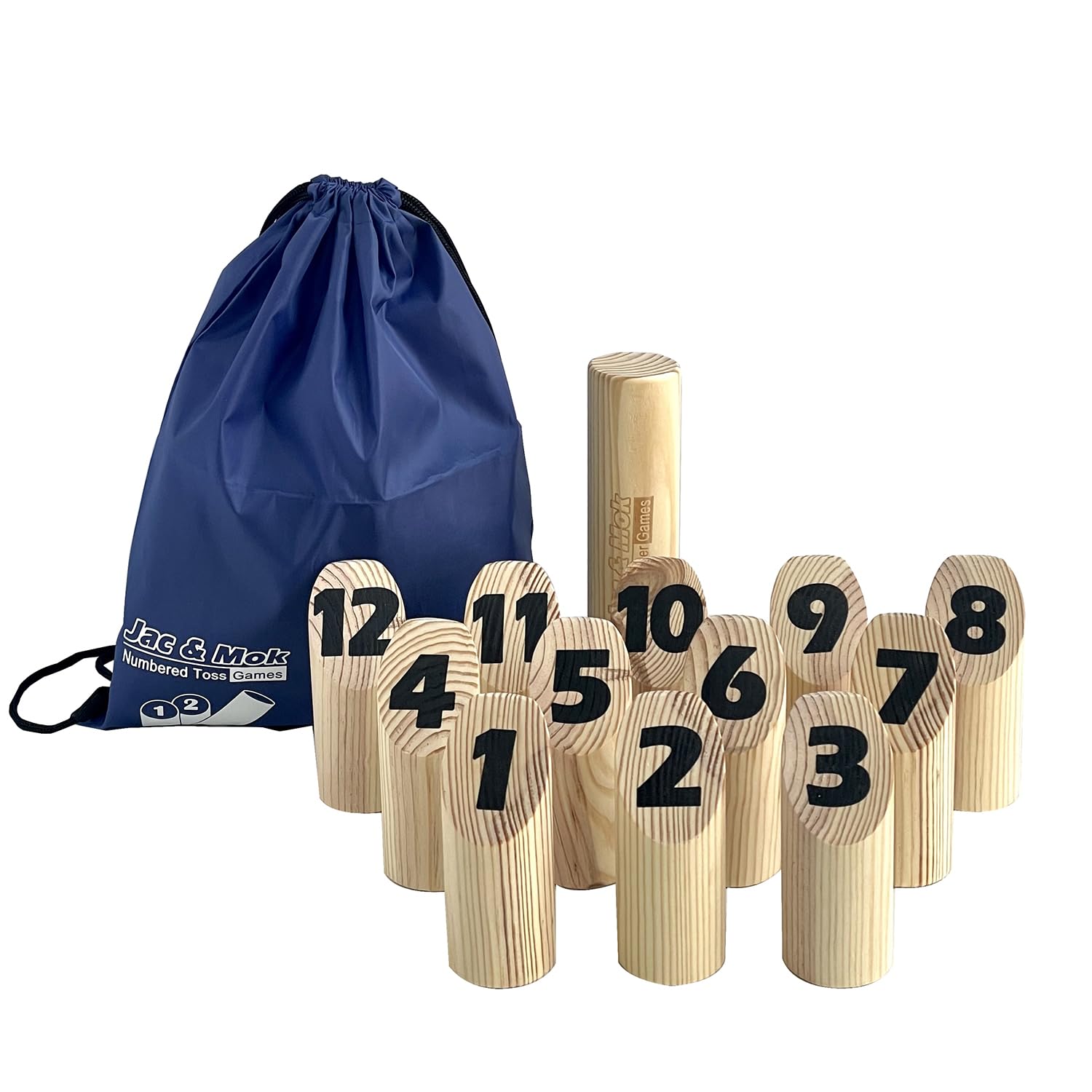 Number Kubb Toss Game Stick Throwing Game made of Hardwood (with Carry Bag, Backyard)