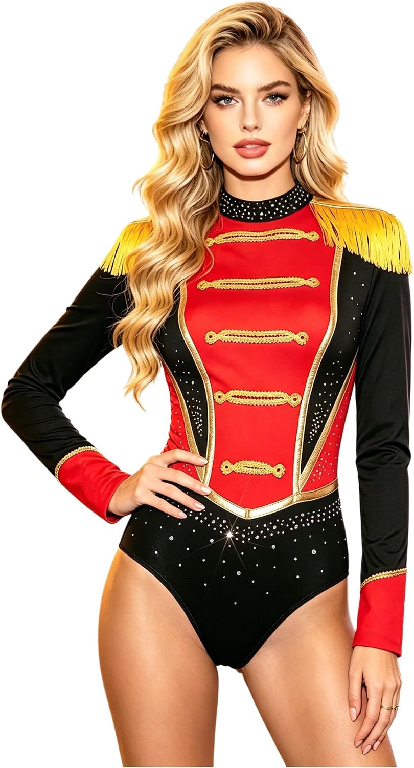Women Fringed Bodysuit Circus Ringmaster Costumes
