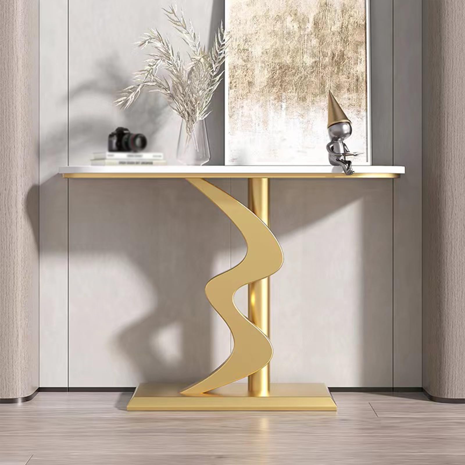 Mesa consola de 80cm blanca para pasillos estrechos que soluciona la falta de espacio y almacenaje