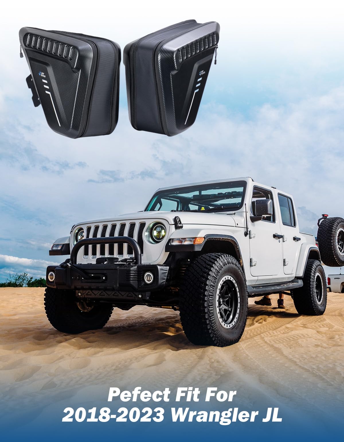 Borsa Organizer per Roll Bar Compatibile con 2018-2023 Wrangler JLU 4 Porte, Borsa da Sella per Gabbia di Sicurezza