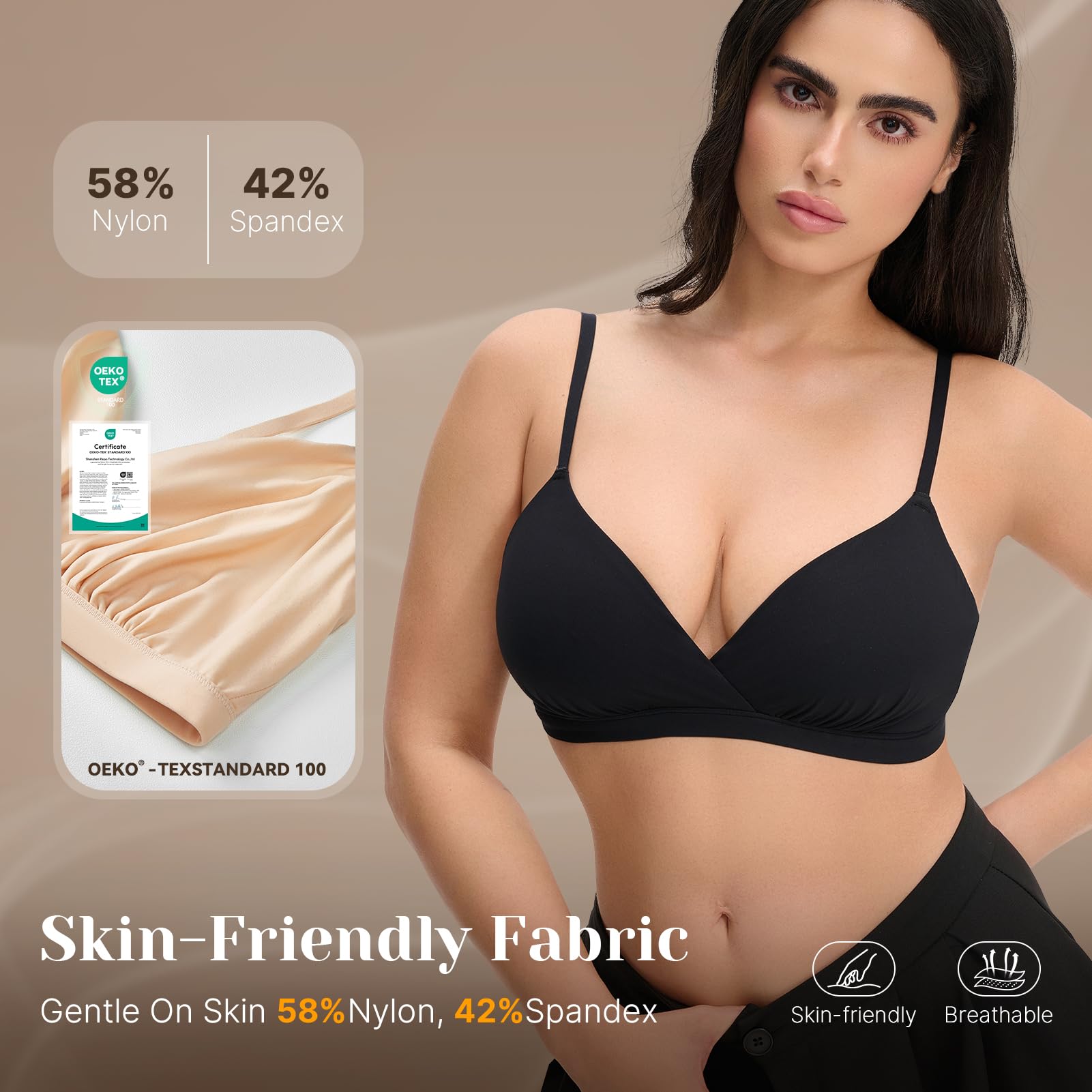 Feng Shui Bralette a Triangolo da Donna Reggiseno Profondo Non Imbottito Reggiseni Push up Senza Cuciture Reggiseno Confortevole per Tutti i Giorni Senza Fili