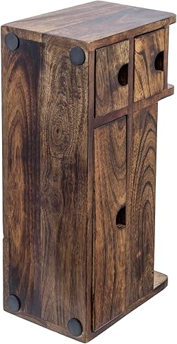 Miniatura 7 de MyGift Organizador de suministros de oficina de madera de mango macizo con 3 cajones, soporte de correo y organizador estacionario para