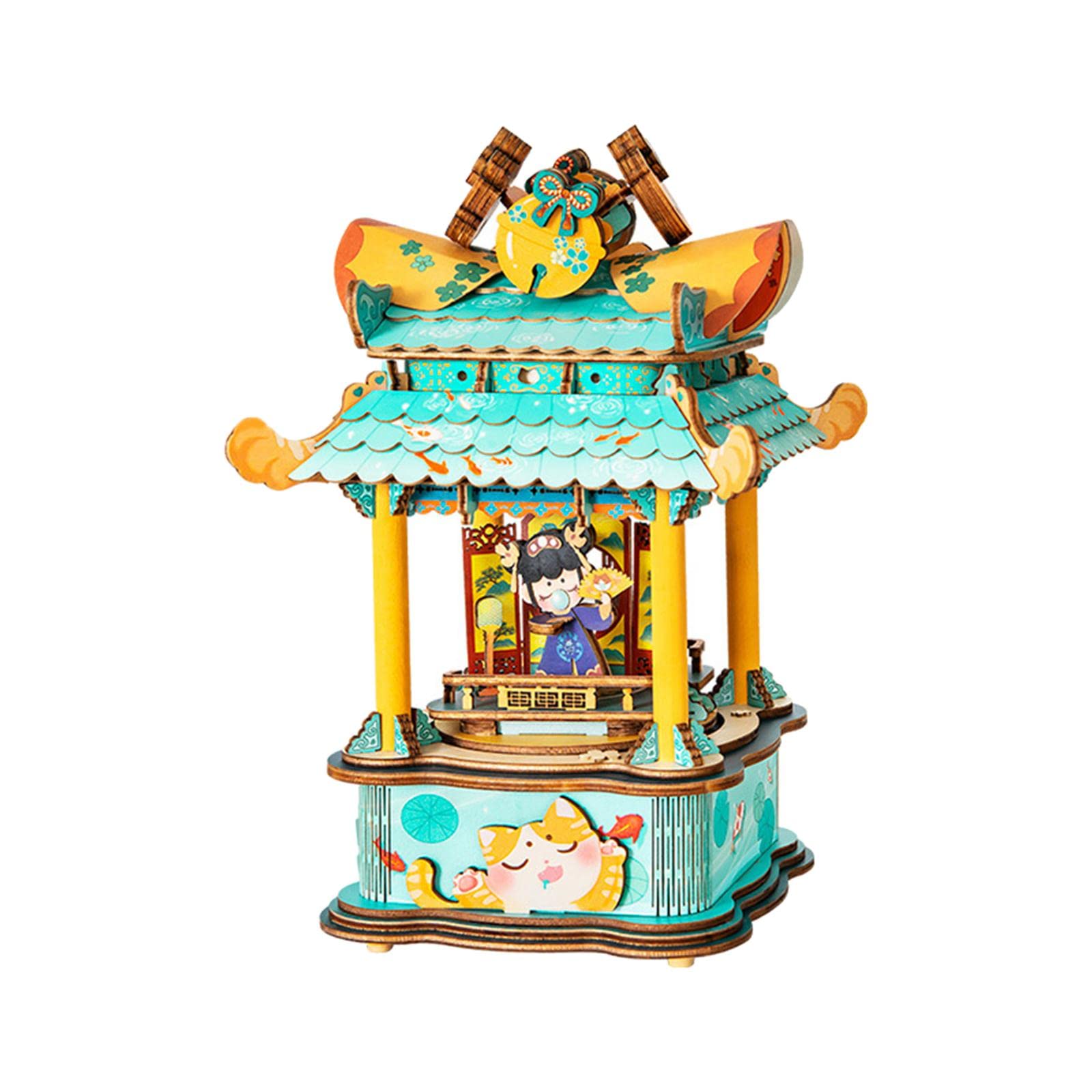 CALANDIS™ Wooden Music Box Desktop Decor Assembly Model 11.5cmx11.5cmx17.5cm | Music & Art | Educational-picture-12