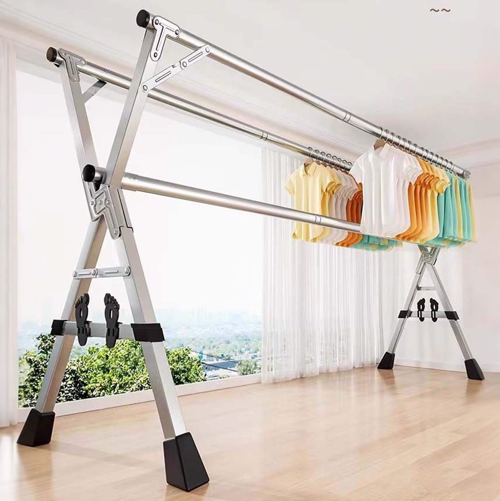 Este tendedero Plegable de Alta Resistencia, Plegable, Soporte para Colgar Ropa Ajustable, Organizador de Ropa Que Ahorra Espacio, con 20 Ganchos Resistentes al Viento, para sábanas y Mantas