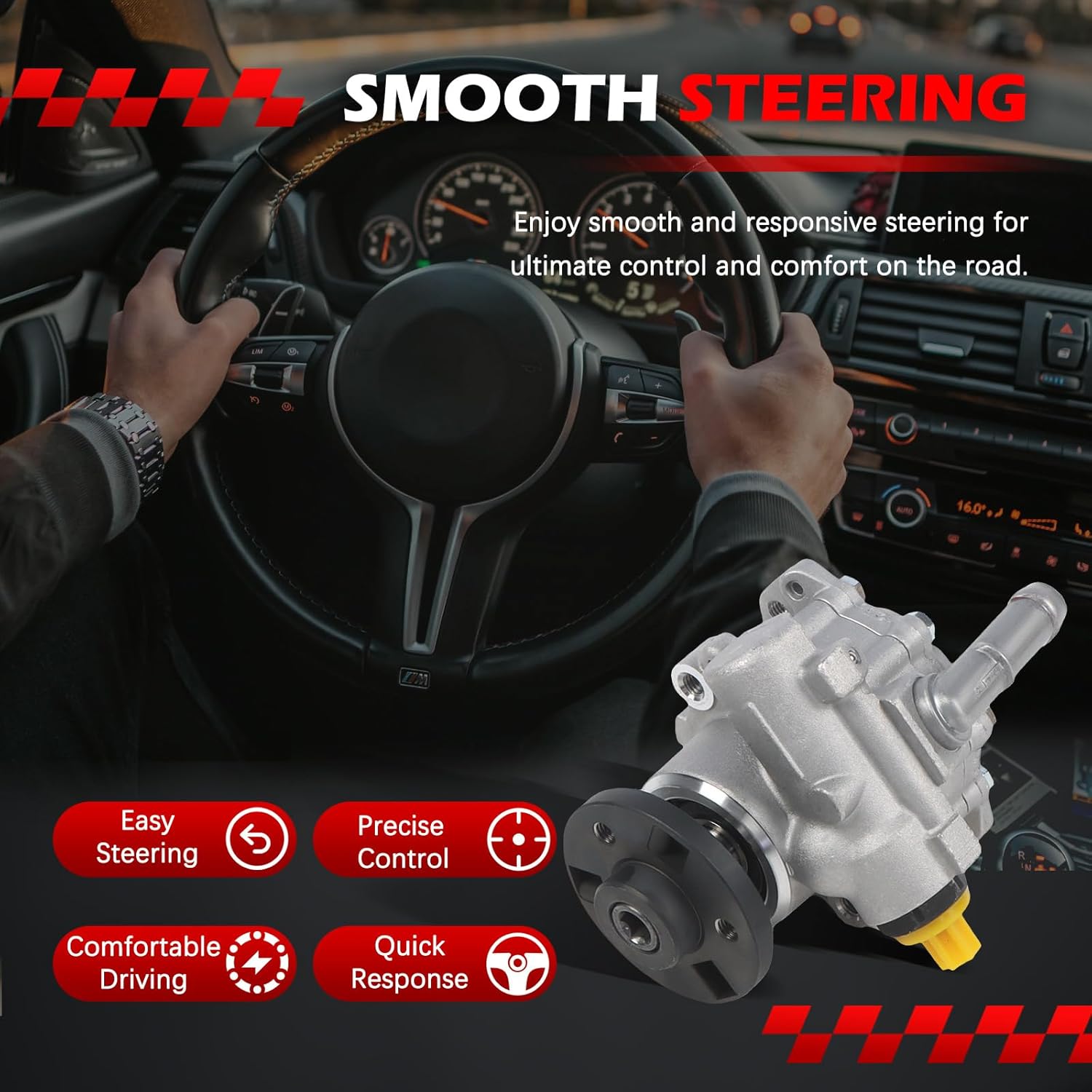 21-110 Power Steering Pump Fit for 135is 135i X1 335i 335is 335xi, 2007-2013, 3.0L, Power Assist Pump Replace for 21110, 9900878, AA121-110