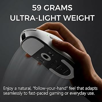 MCHOSE A7 V2 Ultra Wireless Gaming Mouse, Tri-Mode Connection, 59 Grams, PAW3950 TI Custom 42K DPI Sensor, Wired/Wireless Dual 8K Polling, 130 Hour Battery Life - White